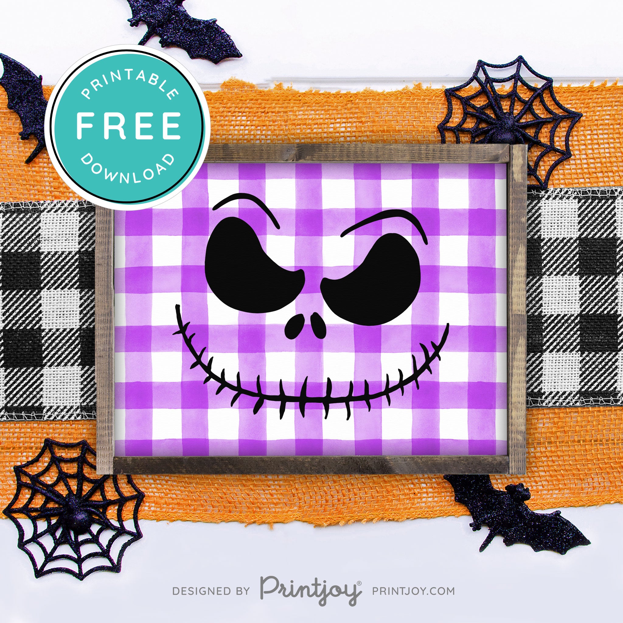 Free Printable Jack Pumpkin King Face Nightmare Halloween Wall Art Decor Download - Printjoy