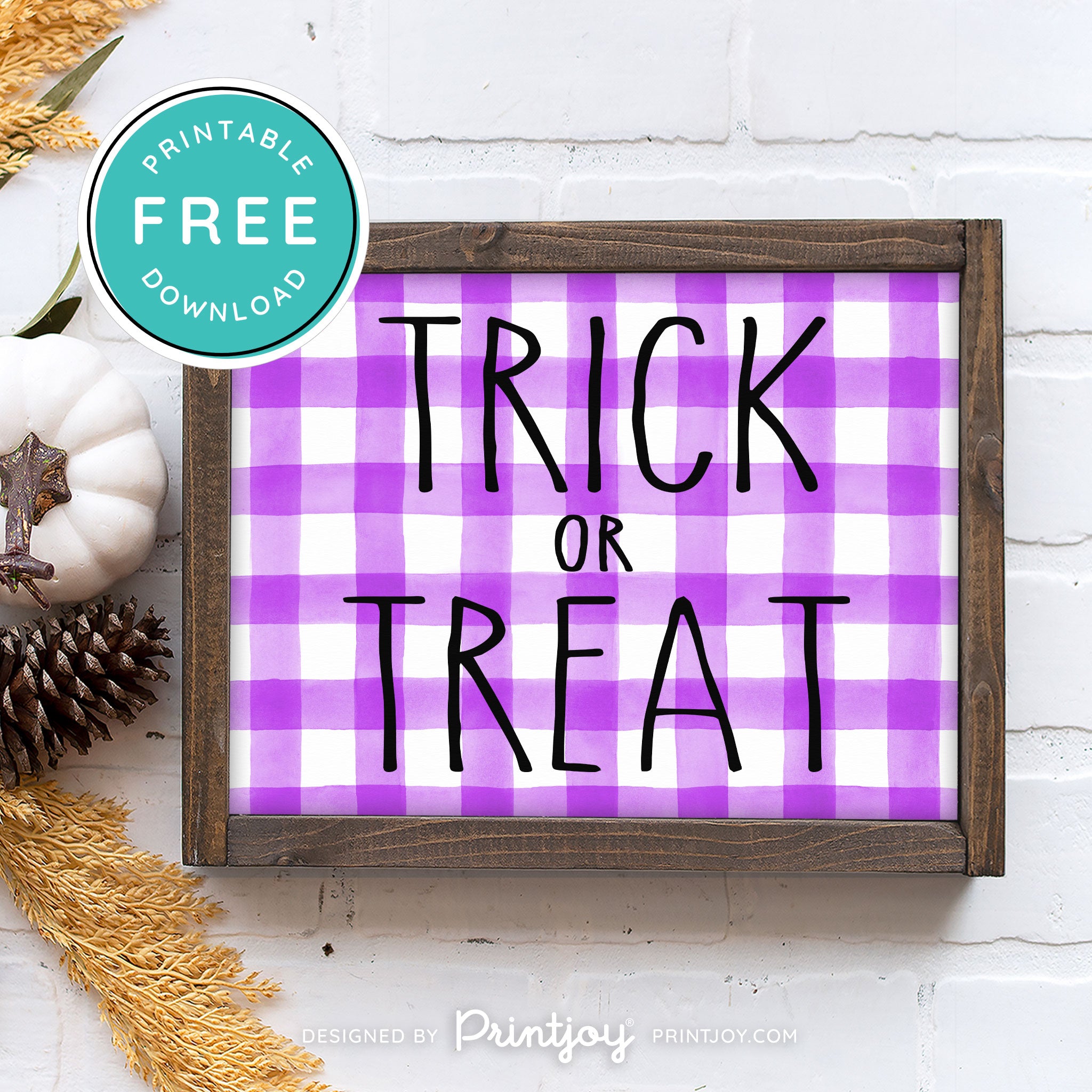 Free Printable Trick Or Treat Modern Farmhouse Halloween Wall Art Decor Download - Printjoy