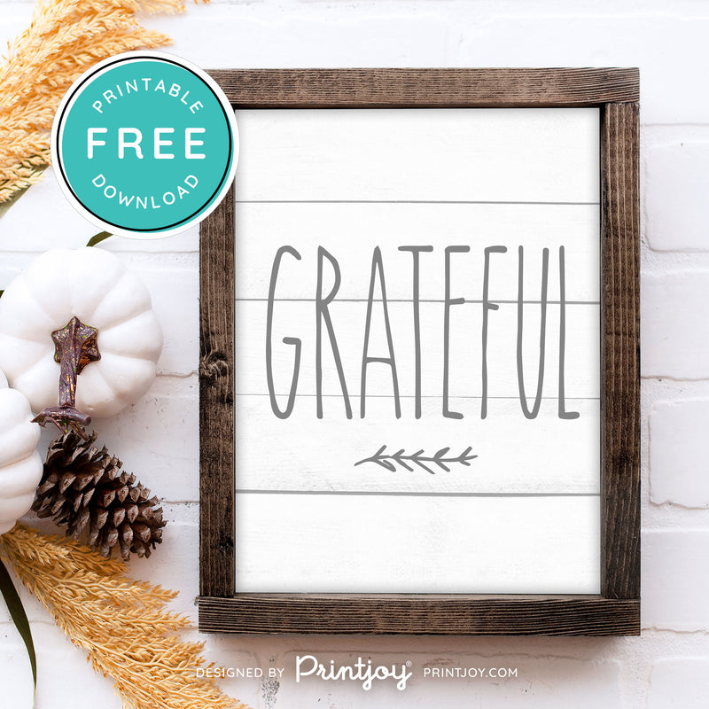 Free Printable Grateful Thanksgiving Modern Farmhouse Fall Wall Art Decor Download - Printjoy