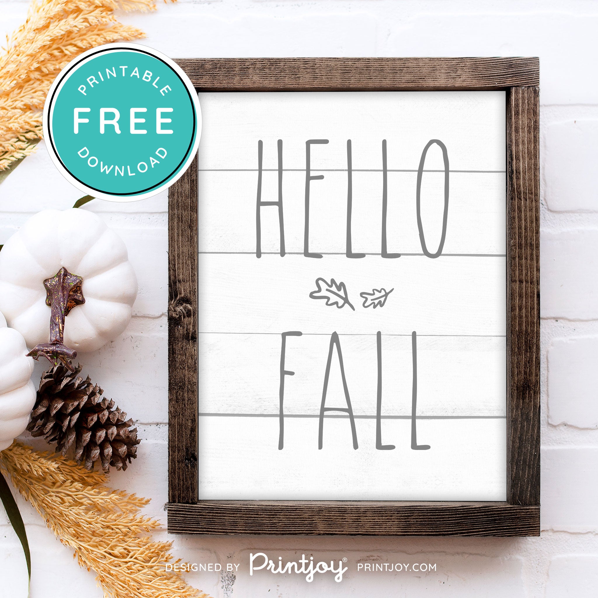 Free Printable Hello Fall Modern Farmhouse Autumn Wall Art Decor Download - Printjoy