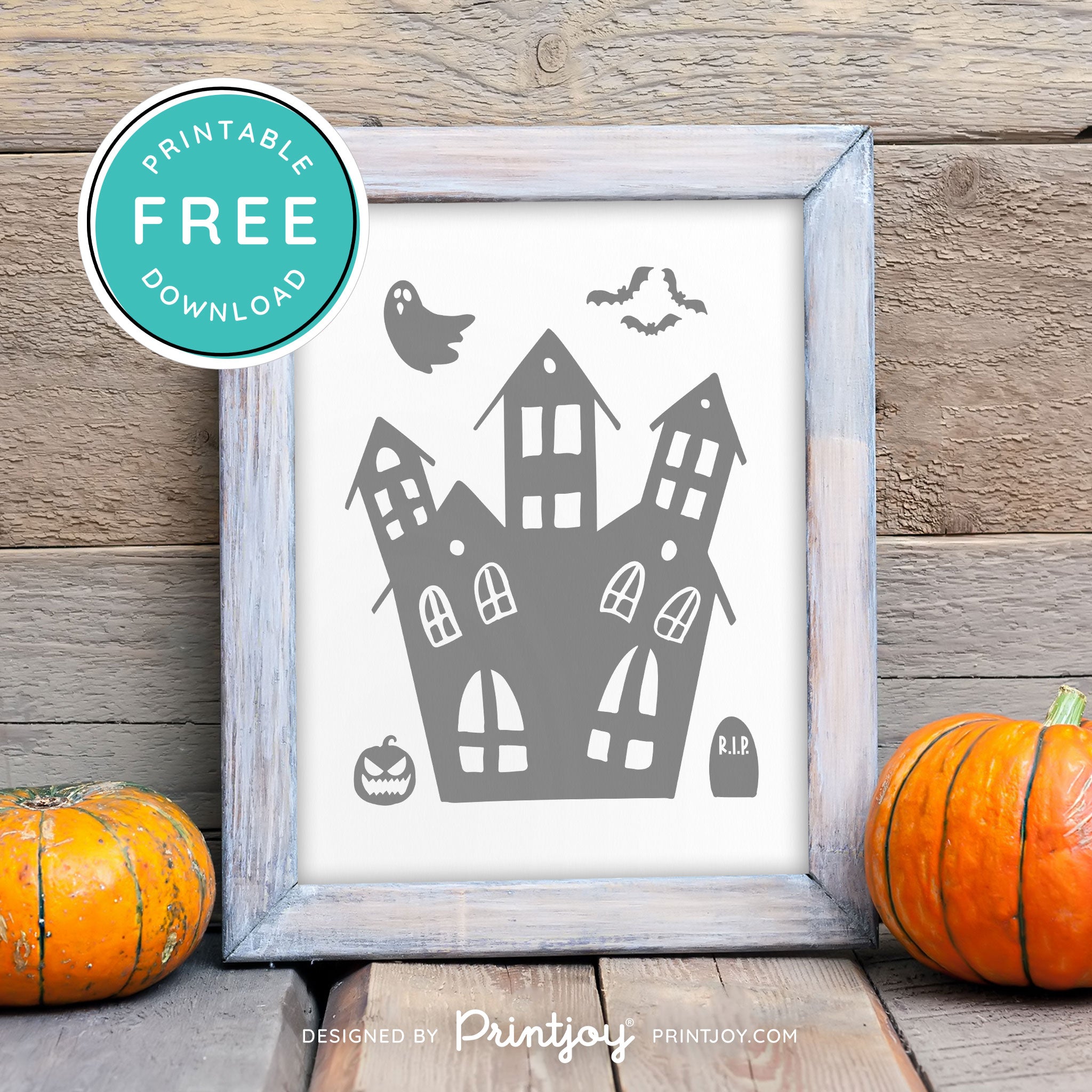 Free Printable Spooky Haunted House Halloween Wall Art Decor Download - Printjoy