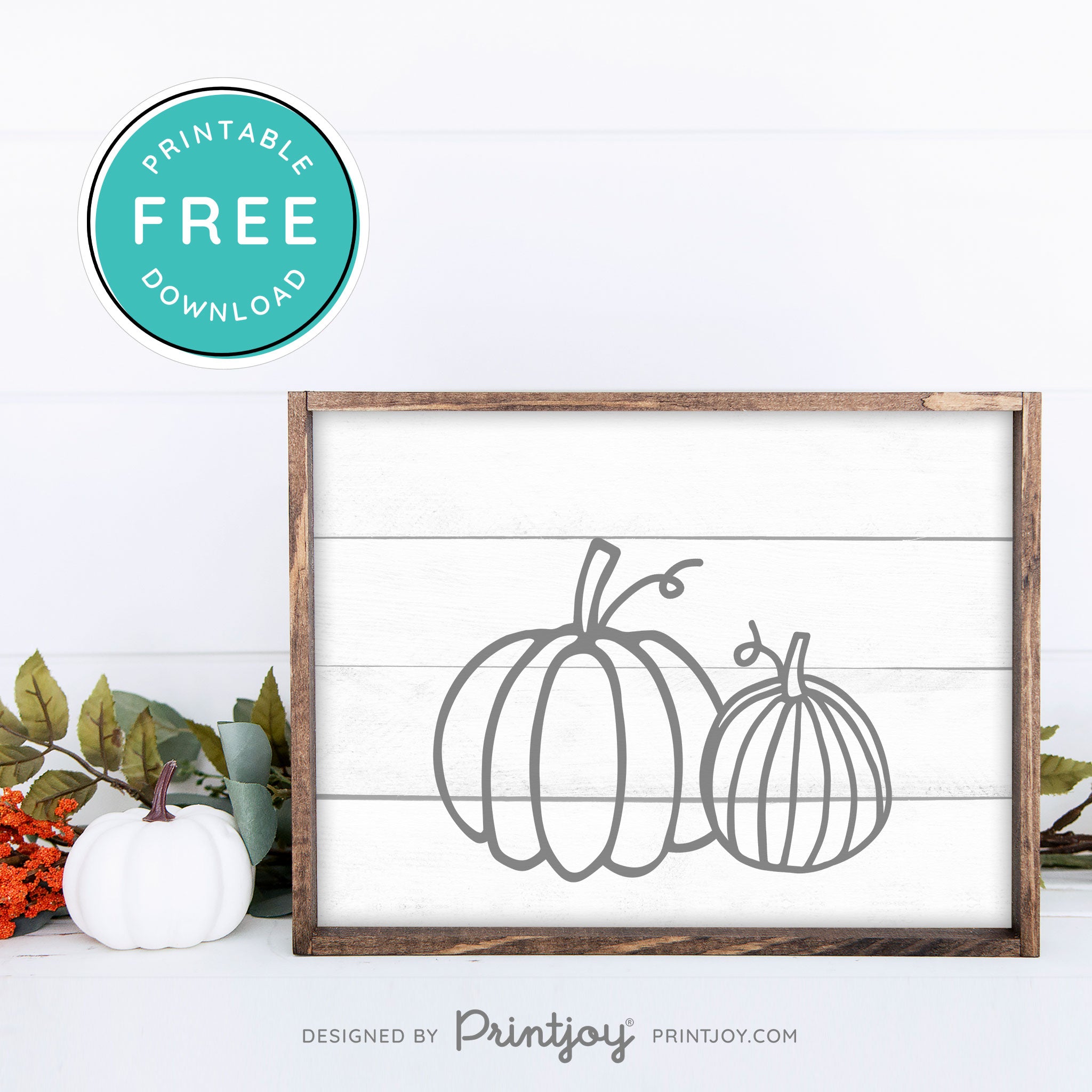 Free Printable Pumpkins Modern Farmhouse Fall Wall Art Decor Download - Printjoy