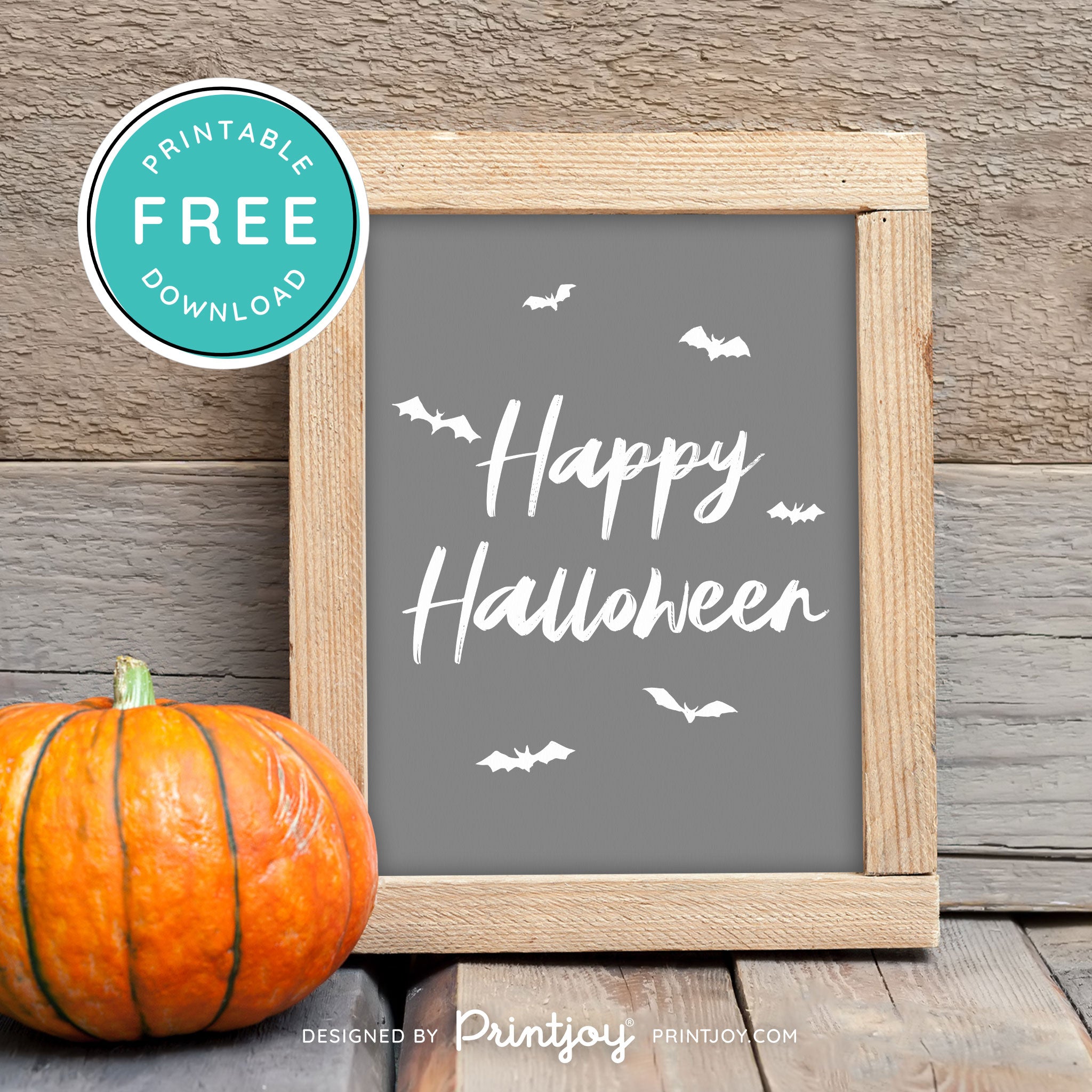 Free Printable Happy Halloween Bats Wall Art Decor Download - Printjoy