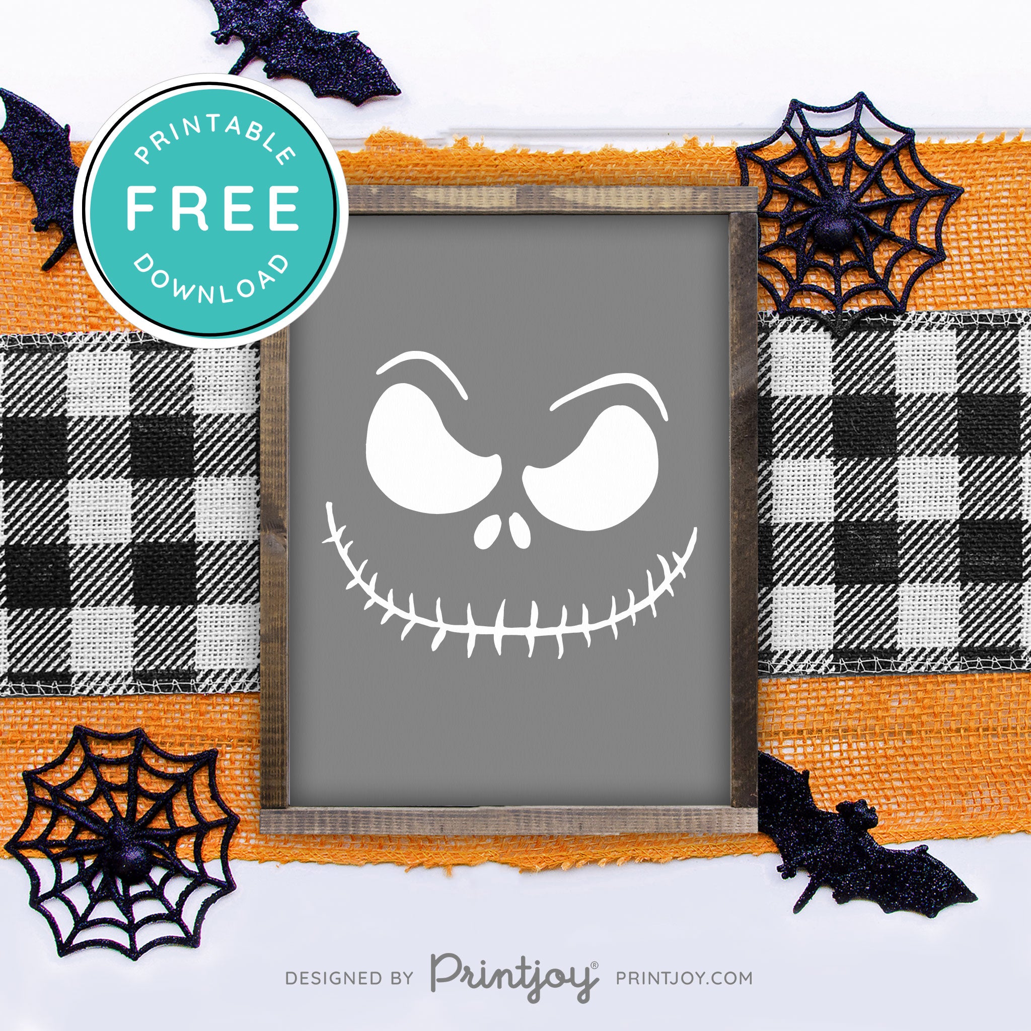 Free Printable Jack Pumpkin King Face Nightmare Halloween Wall Art Decor Download - Printjoy