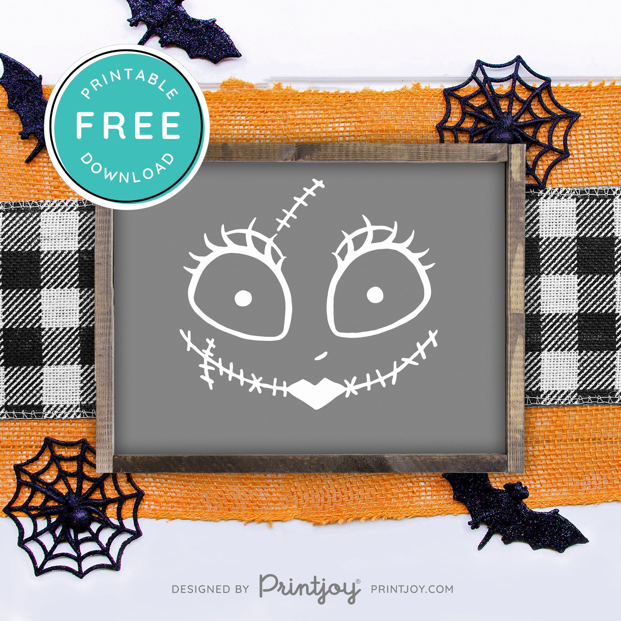 Free Printable Sally Rag Doll Face Nightmare Halloween Wall Art Decor Download - Printjoy