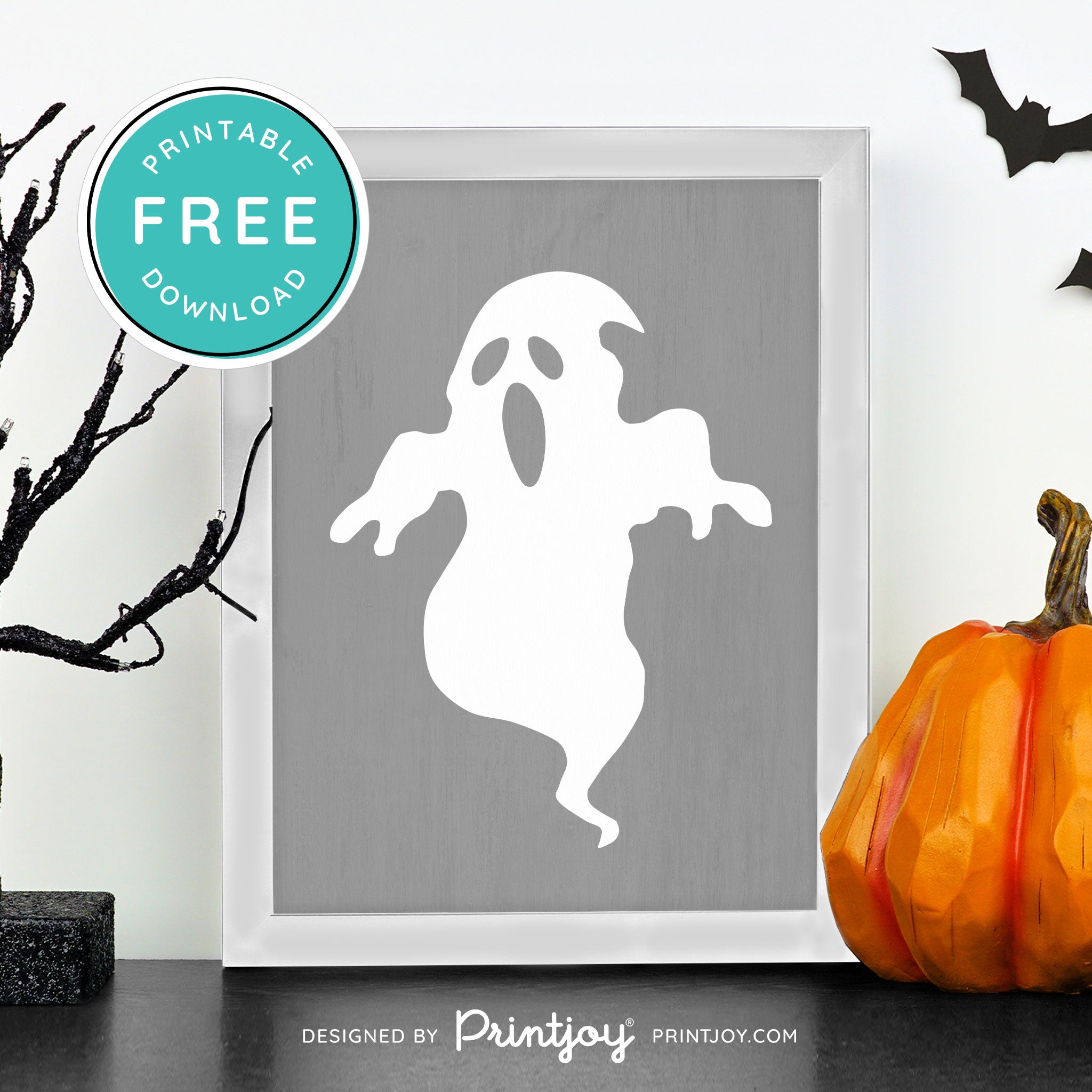 Free Printable Spooky Ghost Halloween Wall Art Decor Download - Printjoy