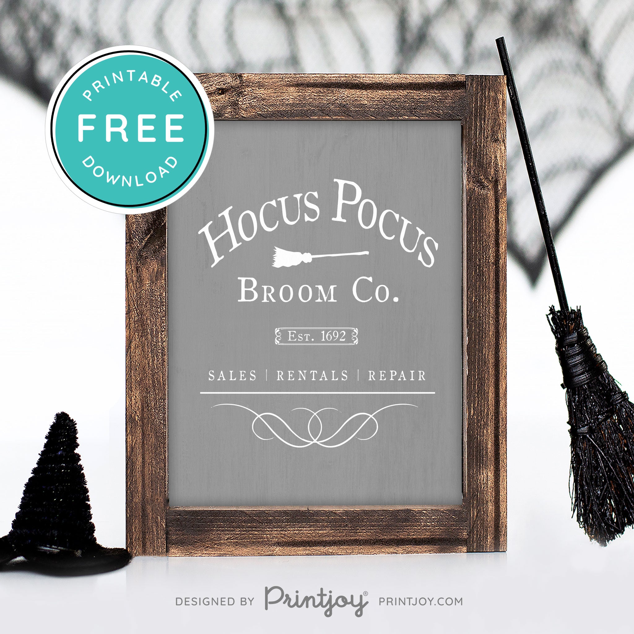 Free Printable Hocus Pocus Broom Co Halloween Wall Art Decor Download - Printjoy