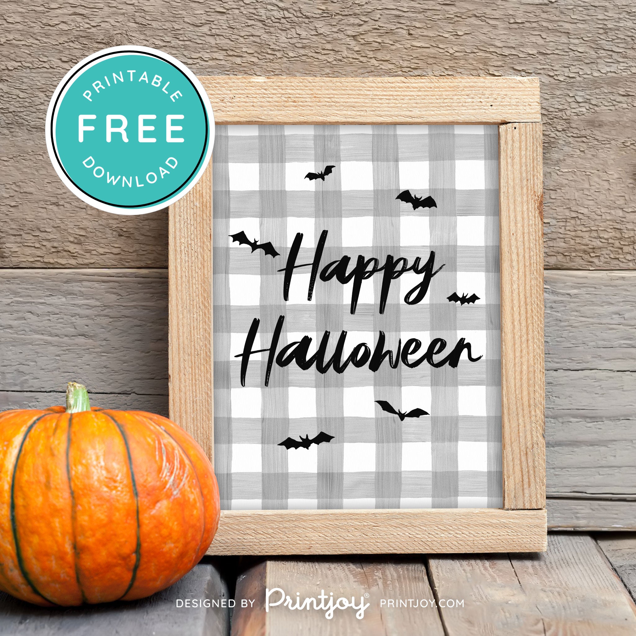 Free Printable Happy Halloween Bats Wall Art Decor Download - Printjoy