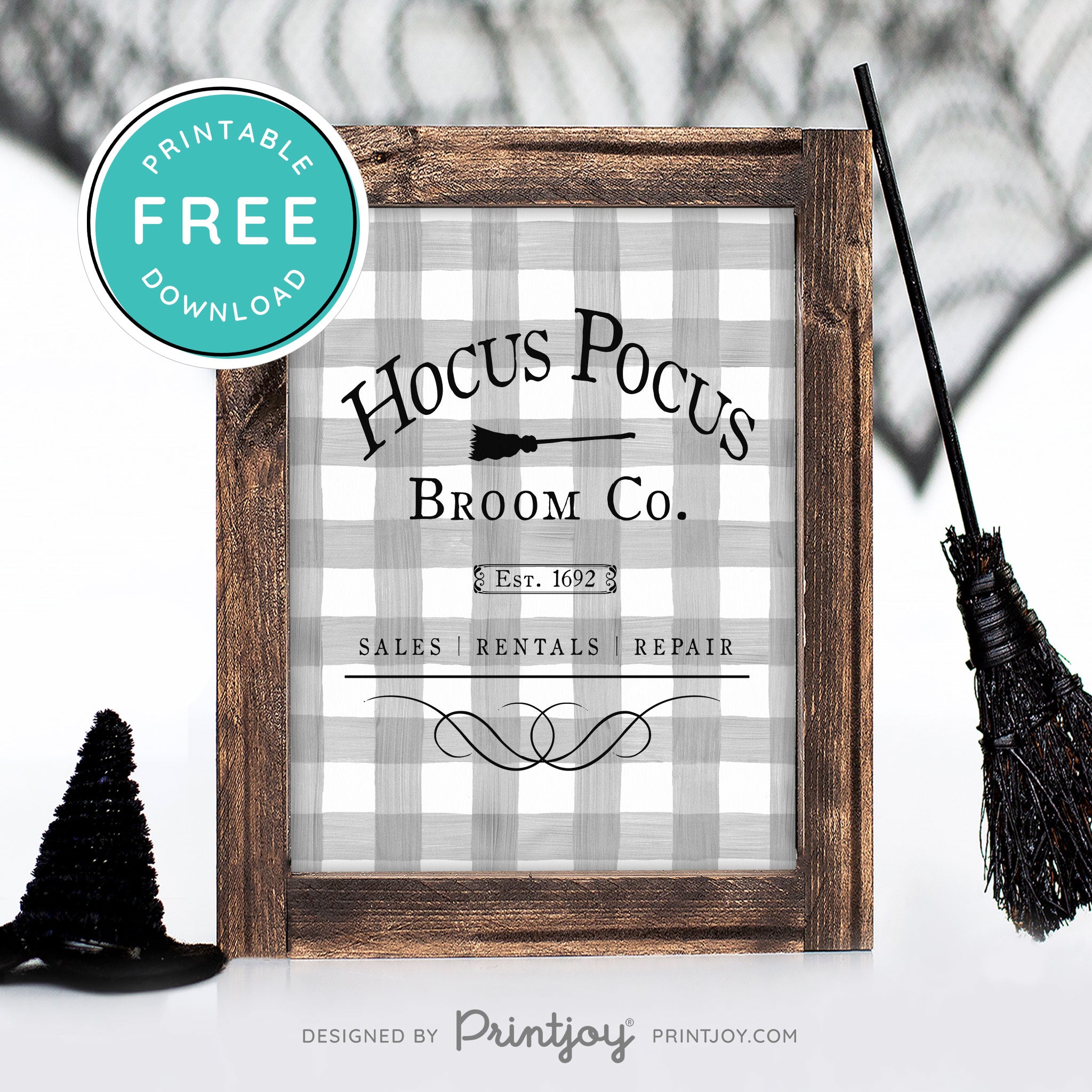 Free Printable Hocus Pocus Broom Co Halloween Wall Art Decor Download - Printjoy