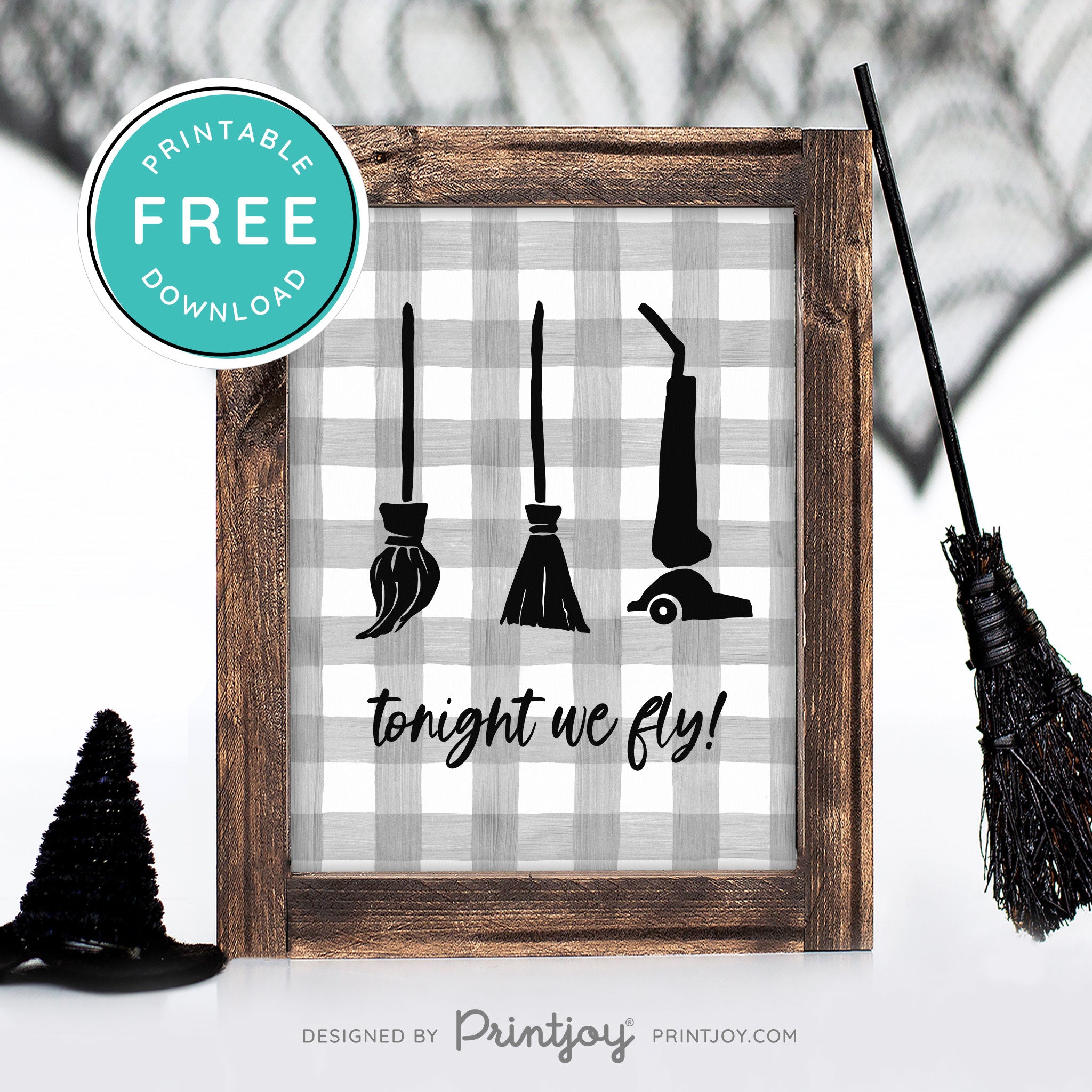 Free Printable Tonight We Fly Hocus Pocus Brooms Halloween Wall Art Decor Download - Printjoy