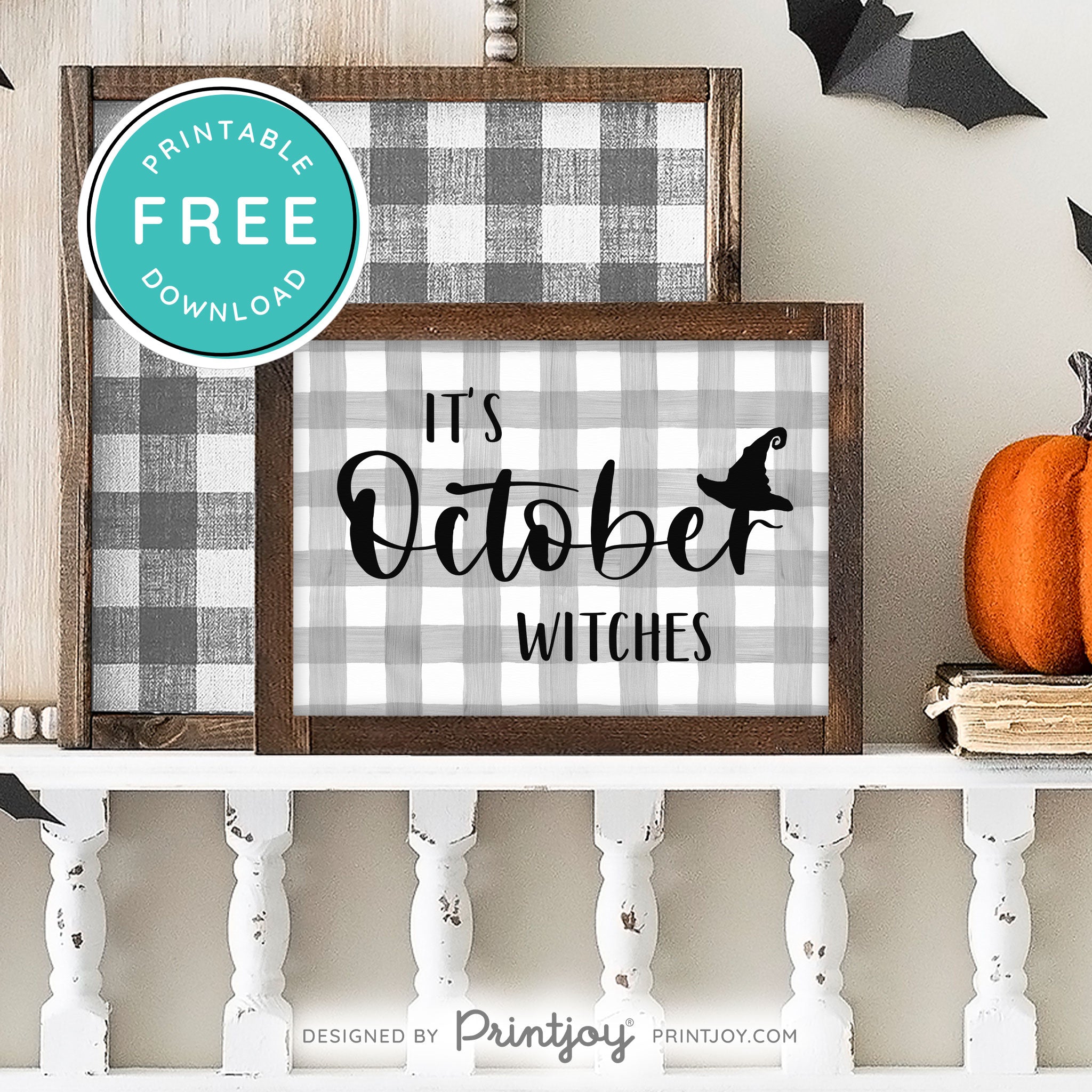 Free Printable It's October Witches Halloween Wall Art Decor Download - Printjoy