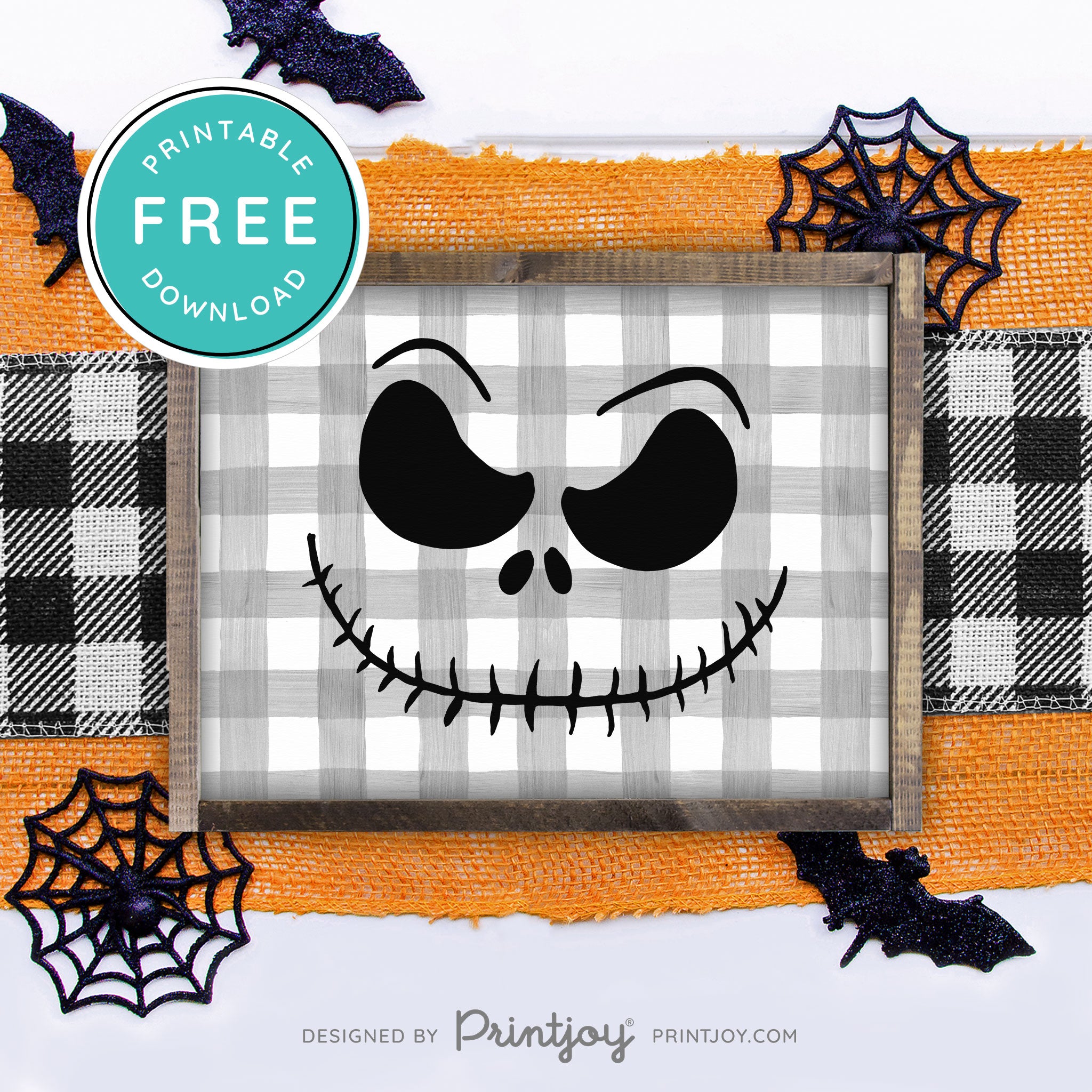 Free Printable Jack Pumpkin King Face Nightmare Halloween Wall Art Decor Download - Printjoy