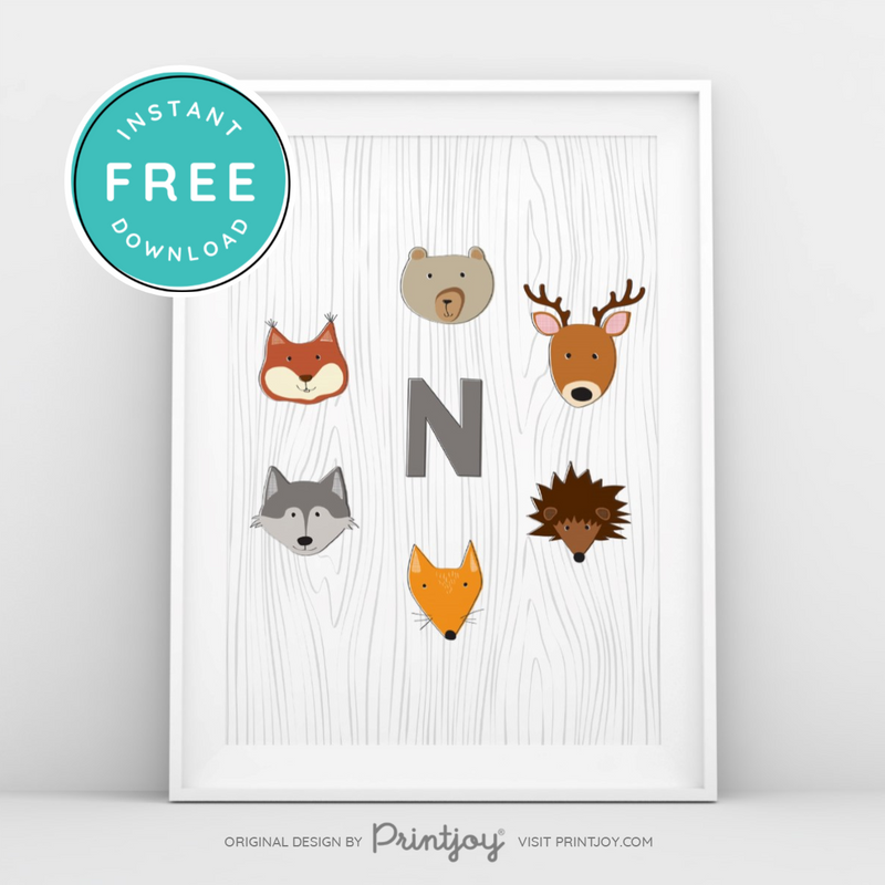 Woodland Monogram • Baby Boy Nursery • Wall Art Decor • Free Printable - Printjoy