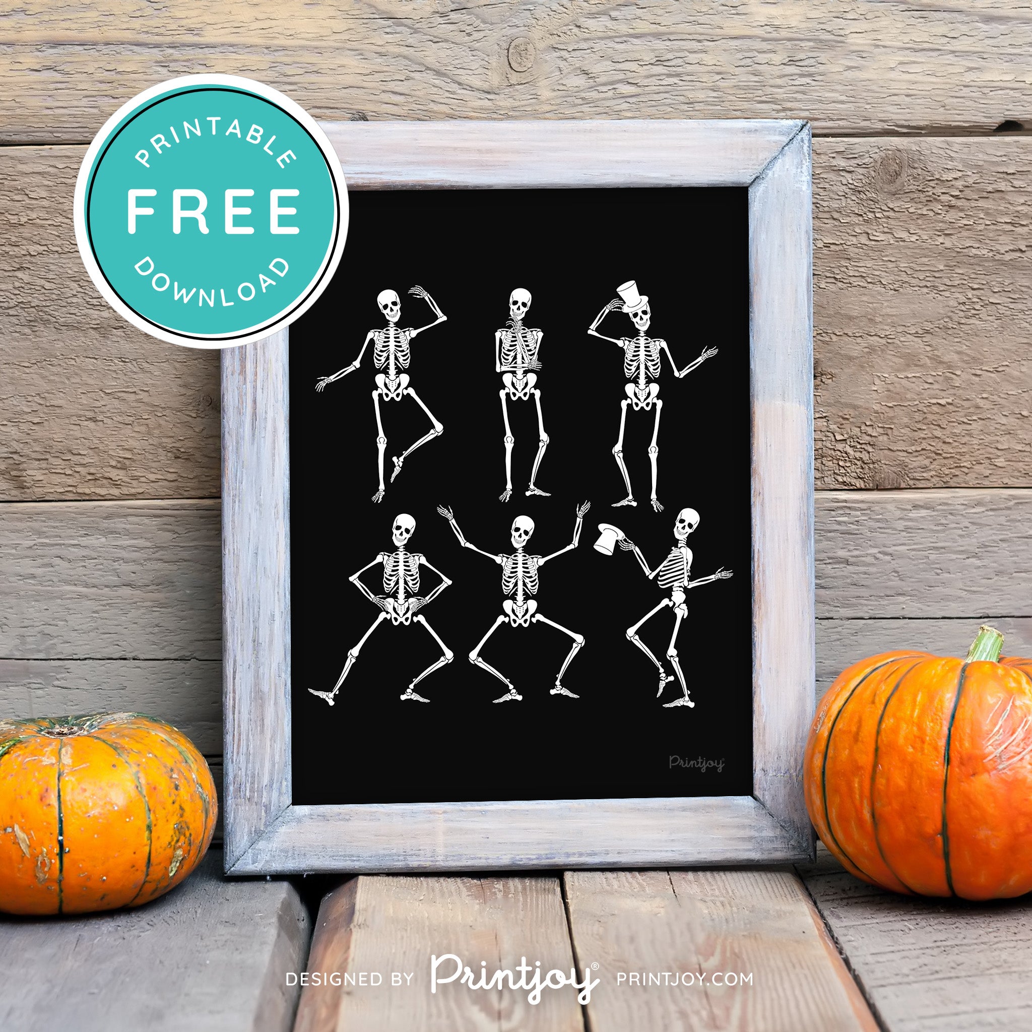 Free Dancing Skeletons Printable Wall Art • Halloween Decor • Free Download - Printjoy