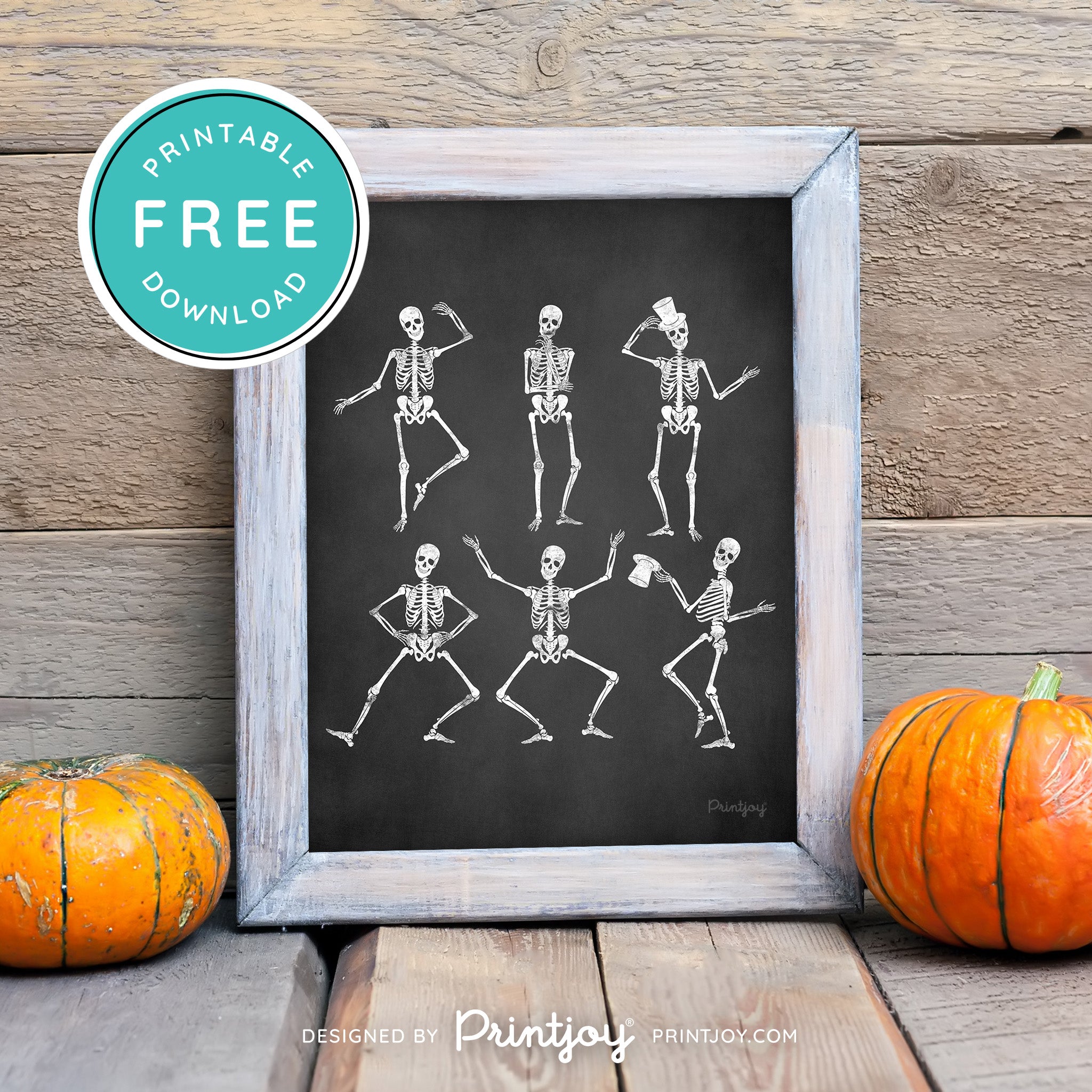 Free Dancing Skeletons Printable Wall Art • Halloween Decor • Free Download - Printjoy