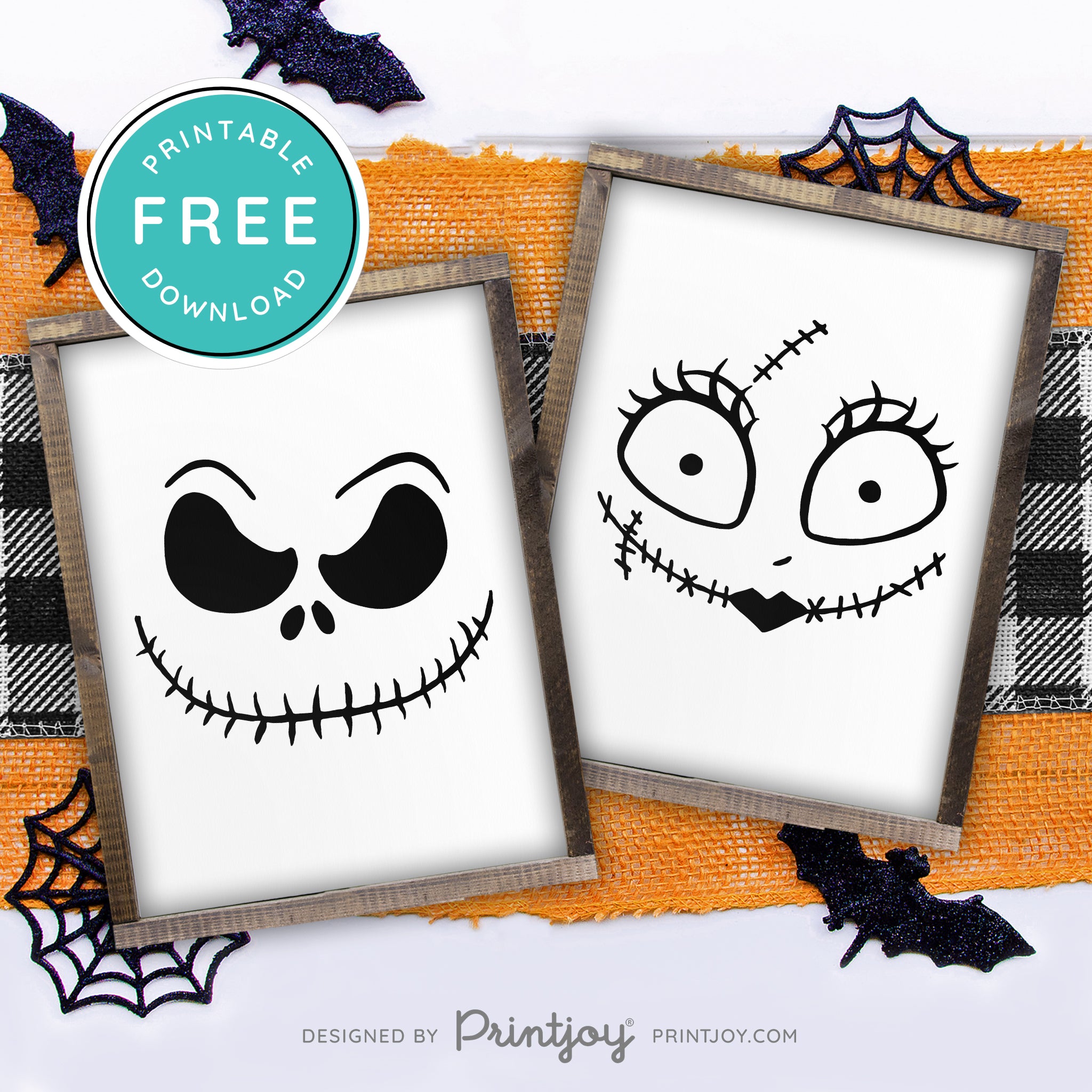 Free Printable Jack And Sally Nightmare Fun Halloween Wall Art Decor Download - Printjoy