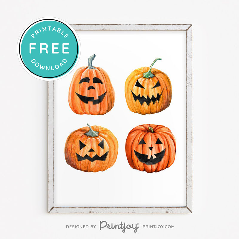 Free Printable Jack O Lantern Faces Halloween Wall Art Decor Download - Printjoy