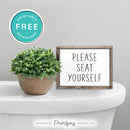 Please Seat Yourself • Popular Bathroom Decor • Modern Farmhouse • White • Wall Art • Free Printable Download - Printjoy