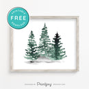 Free Printable Watercolor Pine Tree Wall Art Decor Download - Printjoy