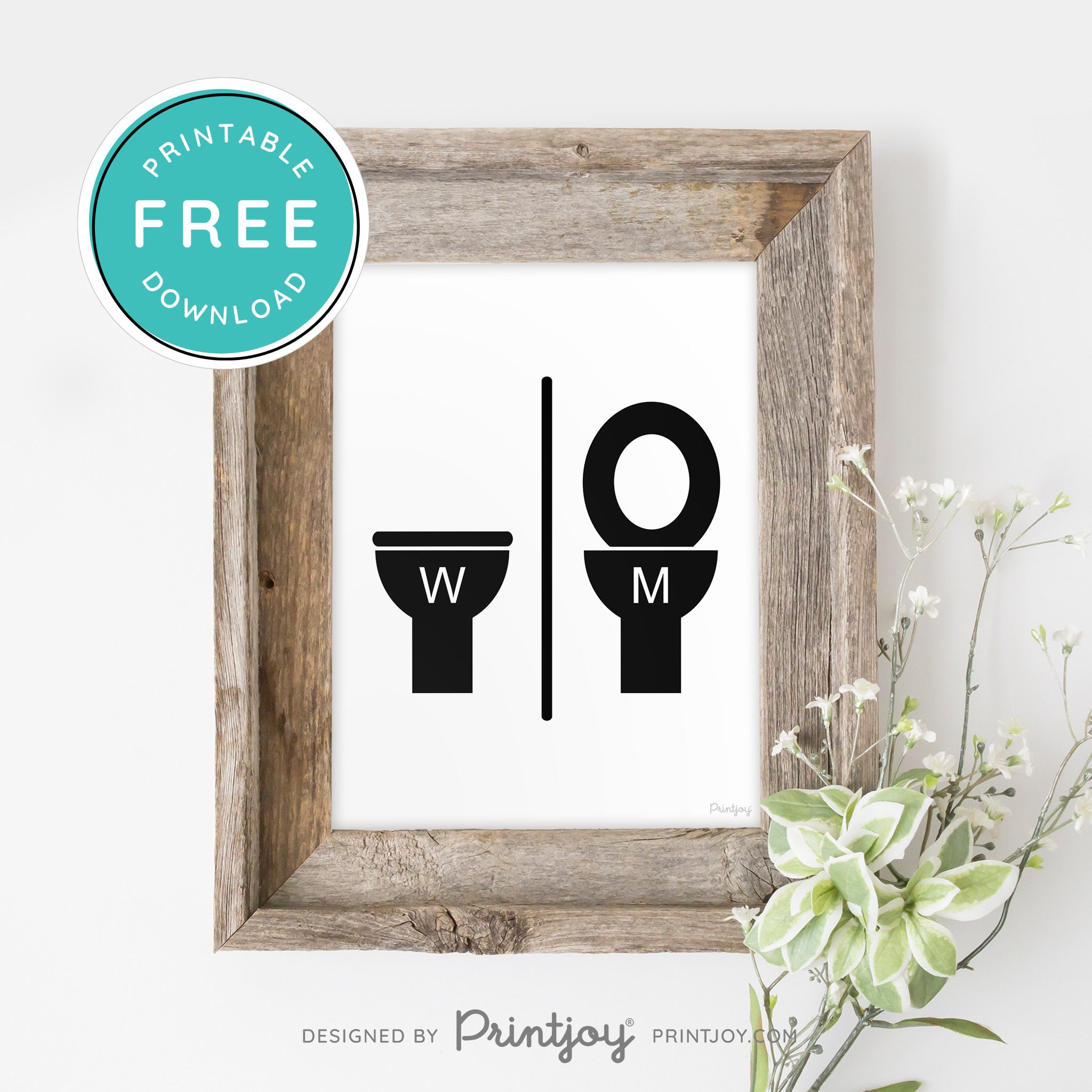 Womens And Mens • Bathroom Decor Sign • Modern Farmhouse • Wall Art • Free Printable Download - Printjoy