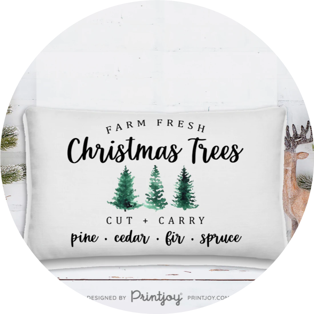 Farm Fresh Christmas Trees Modern Farmhouse Throw Pillow - Printjoy