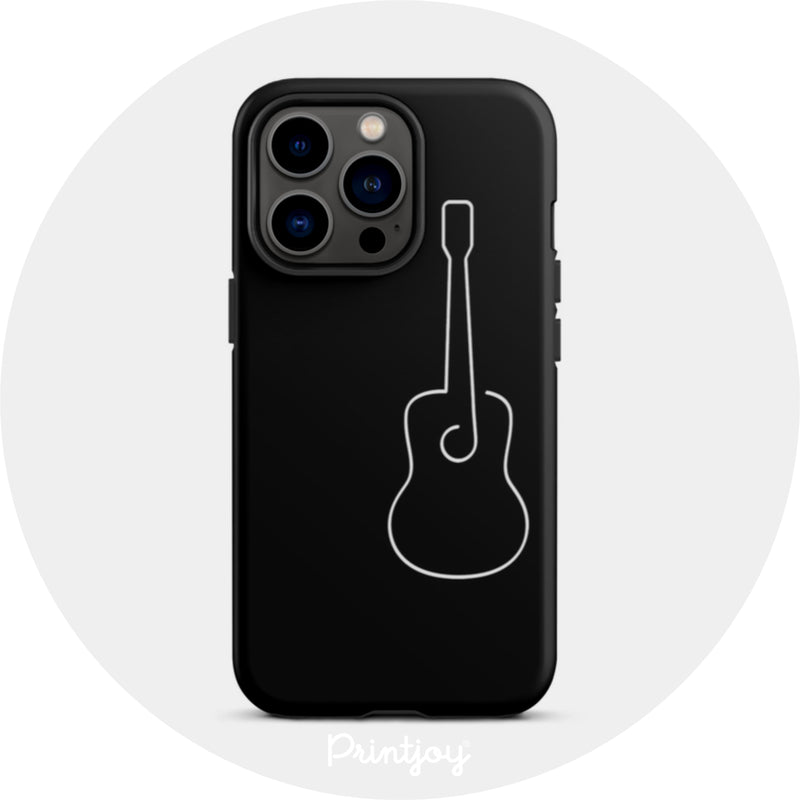 Acoustic Guitar Line Art Tough iPhone Case - Printjoy