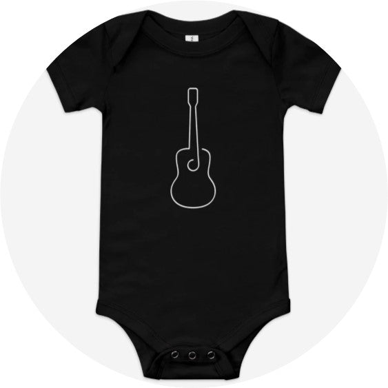 Acoustic Guitar Line Art Baby Onesie - Printjoy