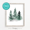 Free Printable Watercolor Pine Tree Wall Art Decor Download - Printjoy