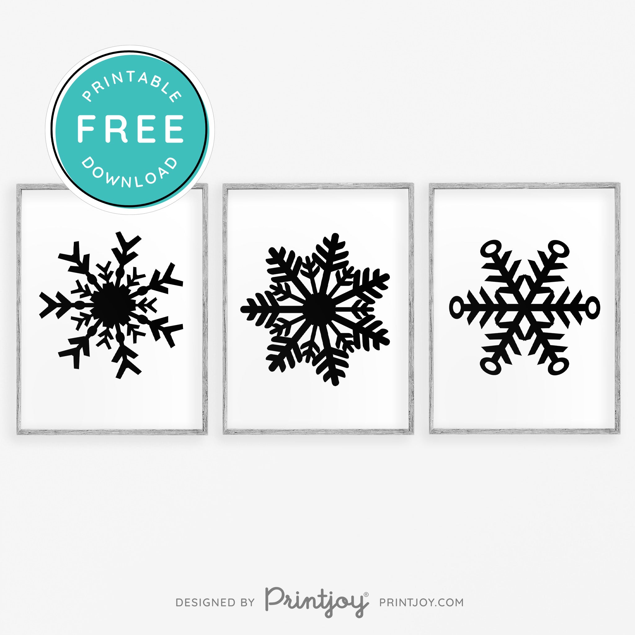 Free Printable Glitter Snowflakes Set Of 3 Winter Wall Art Decor Download - Printjoy