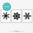 Free Printable Glitter Snowflakes Set Of 3 Winter Wall Art Decor Download - Printjoy