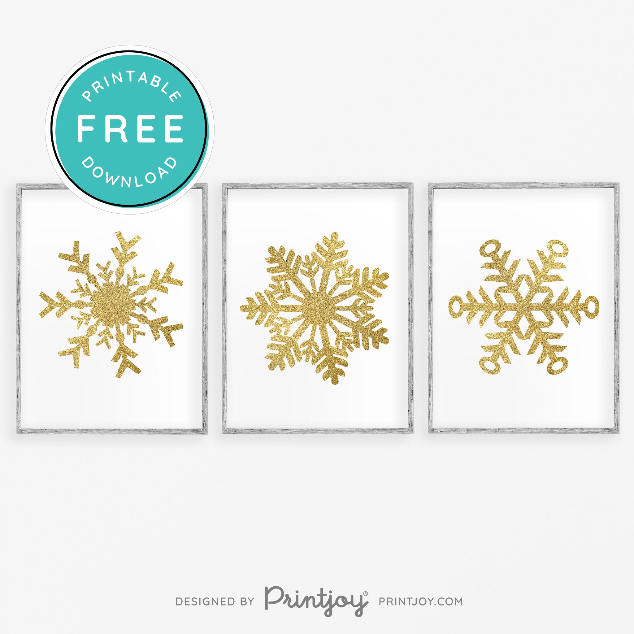 Free Printable Glitter Snowflakes Set Of 3 Winter Wall Art Decor Download - Printjoy