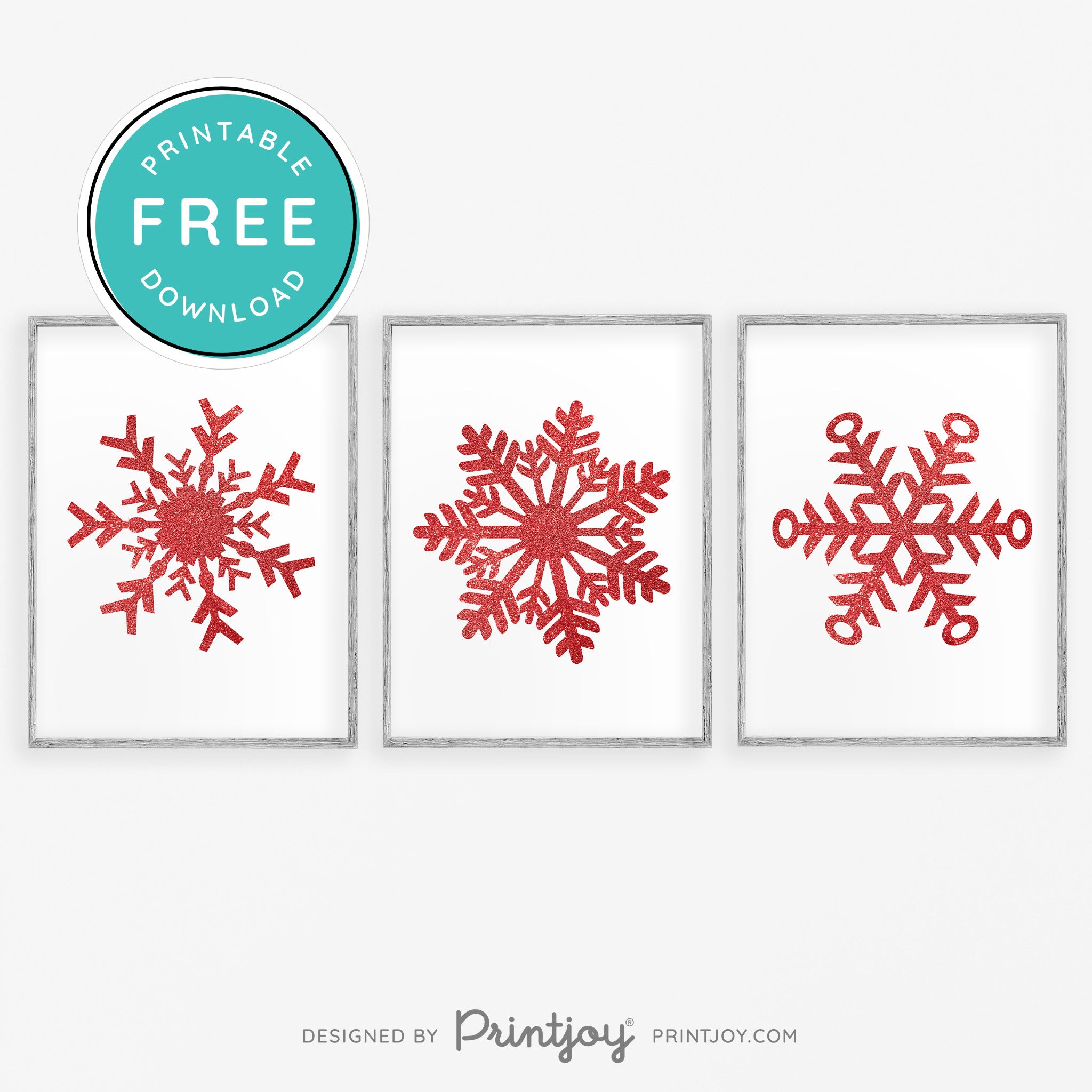 Free Printable Glitter Snowflakes Set Of 3 Winter Wall Art Decor Download - Printjoy