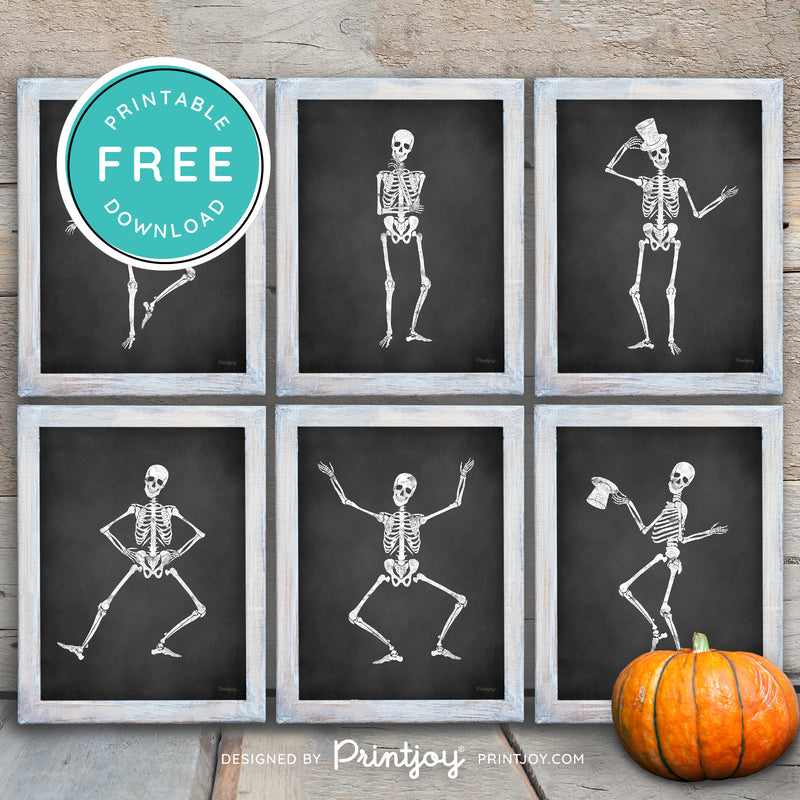 Free Dancing Skeletons Printable Wall Art • Halloween Decor • Free Download - Printjoy