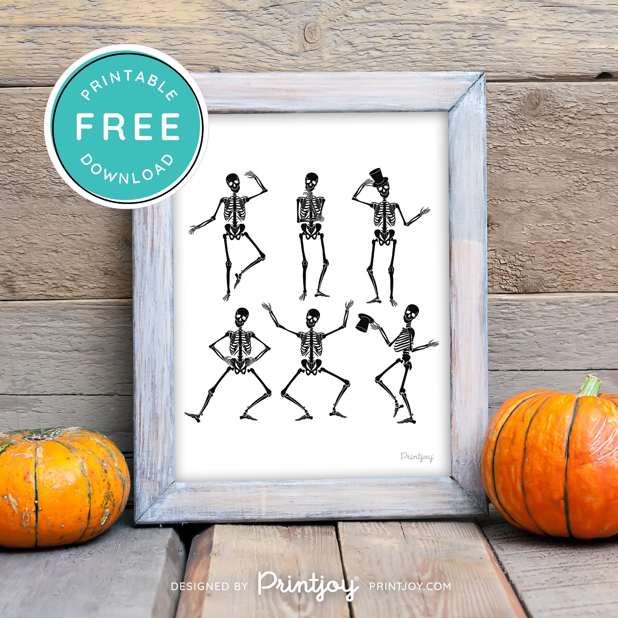 Free Dancing Skeletons Printable Wall Art • Halloween Decor • Free Download - Printjoy