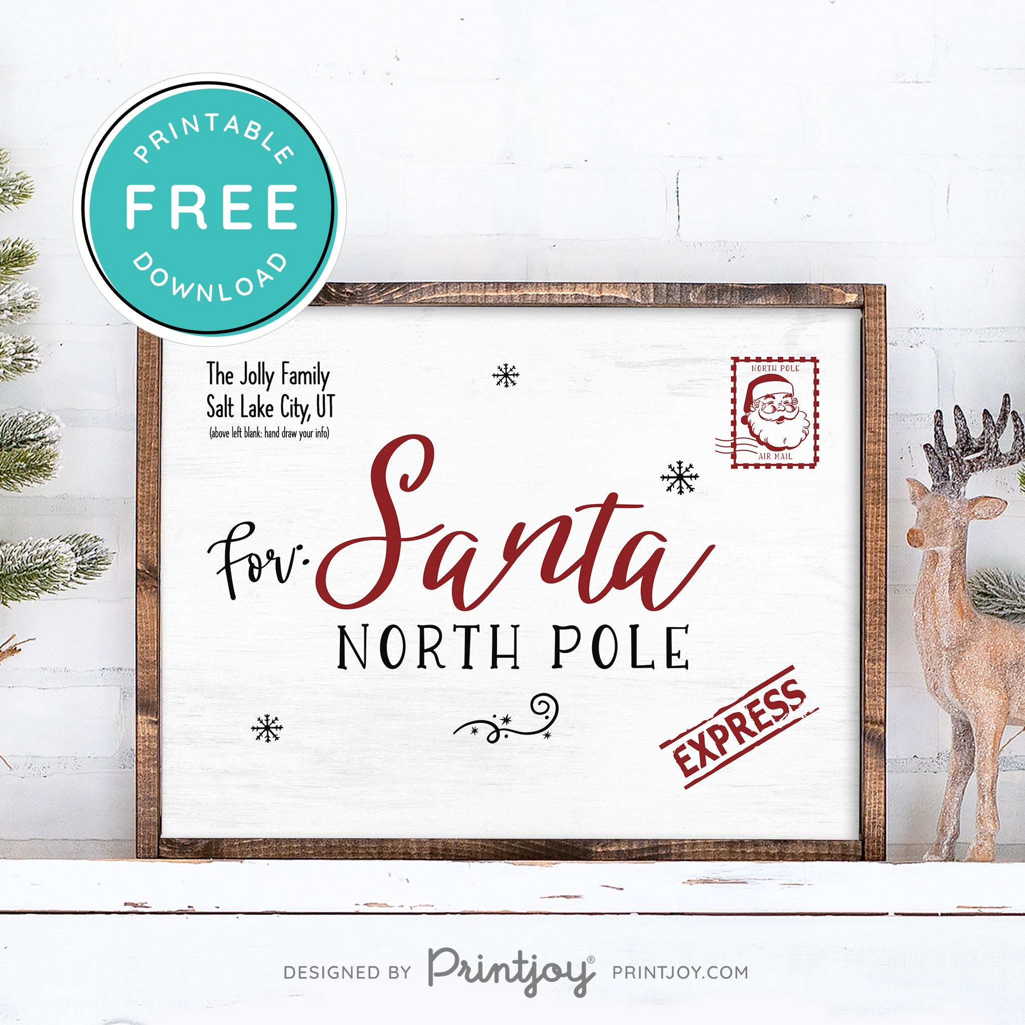 Free Printable Personalized Family Postcard Letter To Santa North Pole Christmas Wall Art Decor Download - Printjoy