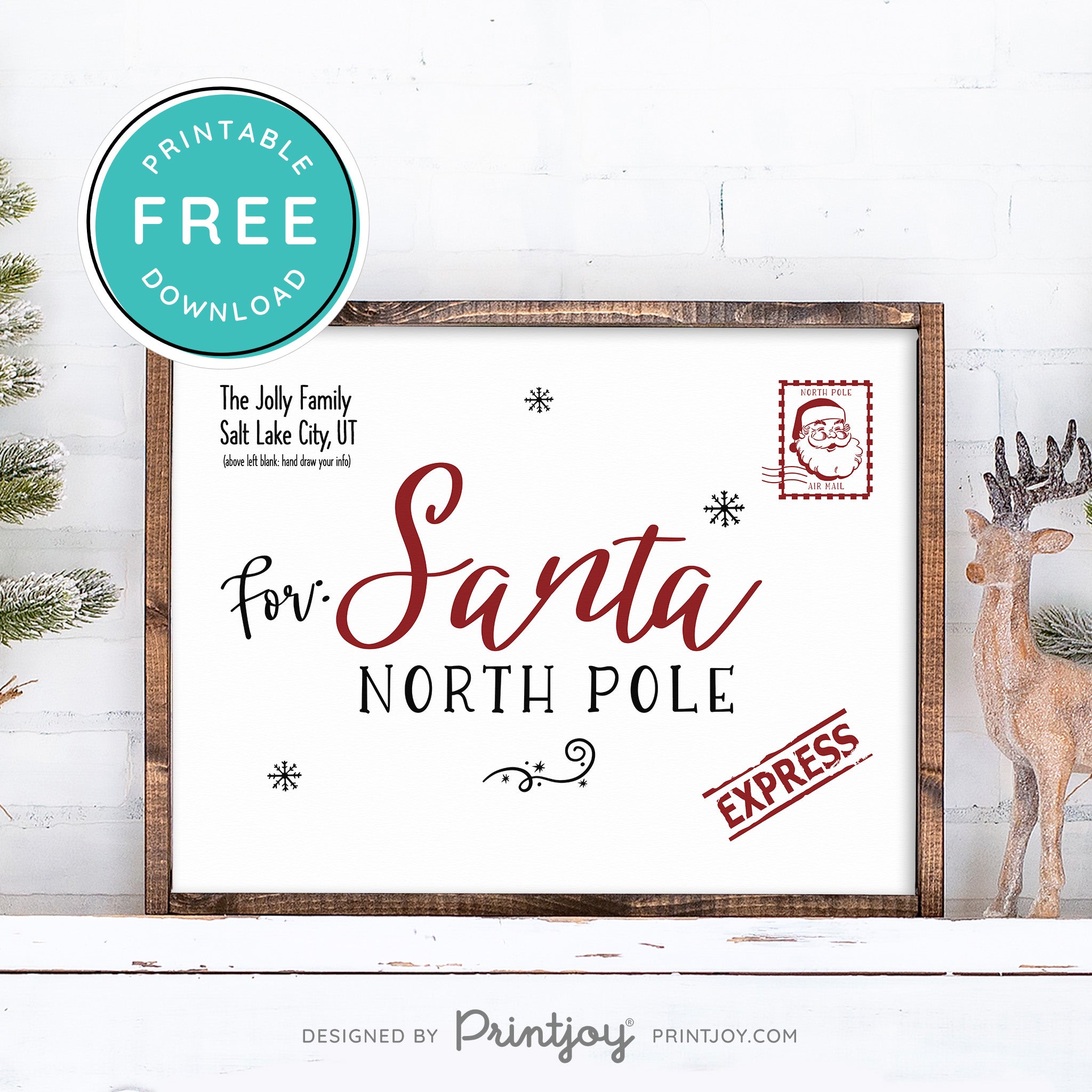 Free Printable Personalized Family Postcard Letter To Santa North Pole Christmas Wall Art Decor Download - Printjoy