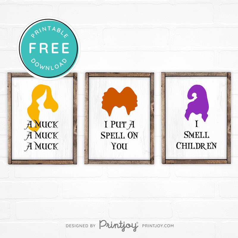 Free Printable Sanderson Sisters Set Of 3 Halloween Wall Art Decor Download - Printjoy