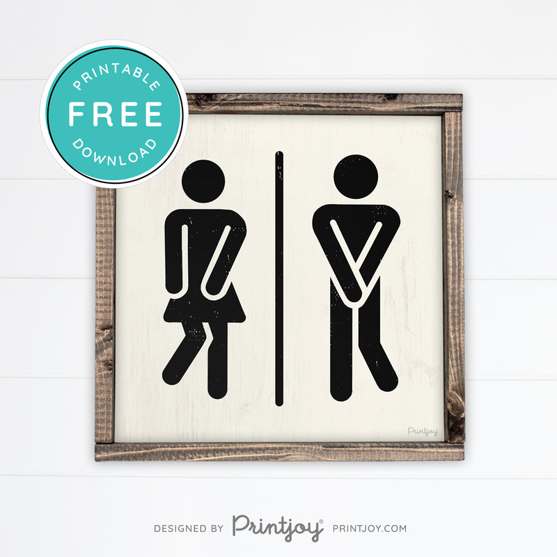 Gotta Go • Funny Bathroom Sign • Rustic Modern Farmhouse • White • Wall Art Decor • Free Printable Download - Printjoy